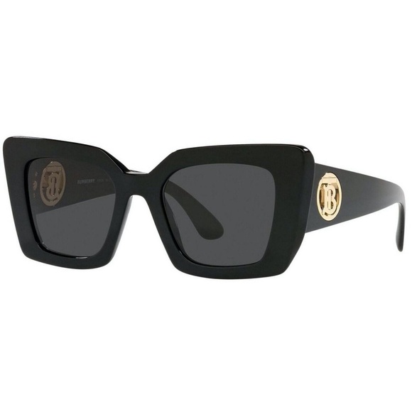 Burberry Black Oversized Square Sunglasses with Gold TB Emblem with case main image 4